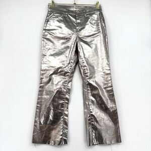 Topshop Moto Dree Metallic Silver Coated Jeans Womens W26 L24 Straight Leg Edgy